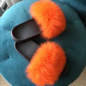 Genuine Fox Fur Slides NWOT